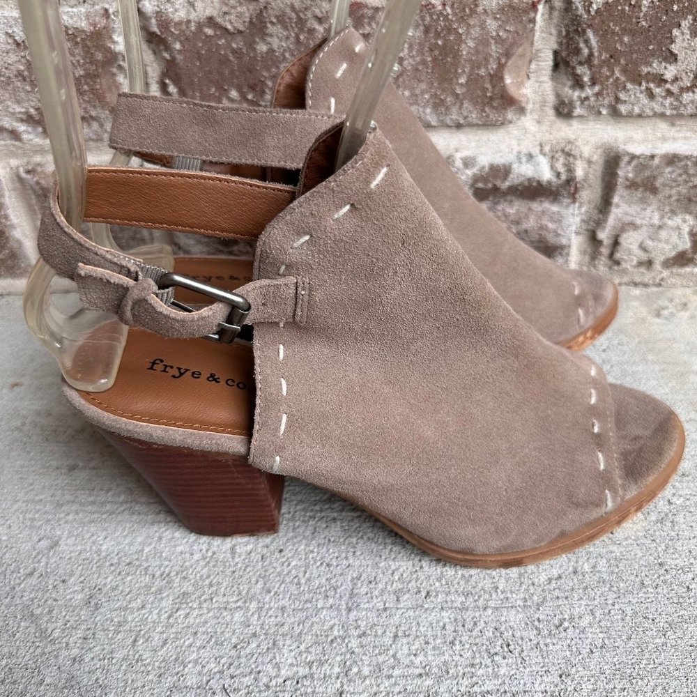 Frye Co Suede Donna Slingback Sandals Size 9M Ash Suede Leather Heels Pe…